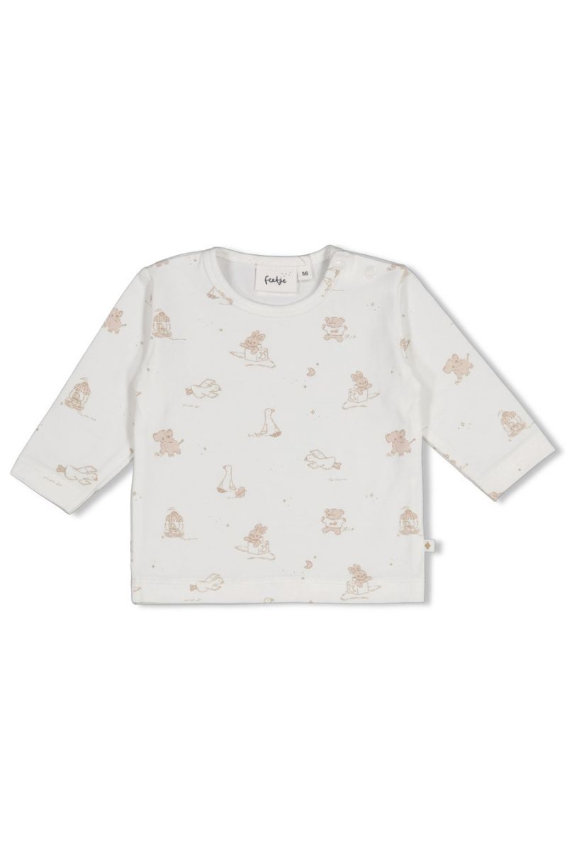 The Cuddle Company Feetje Longsleeve AOP Offwhite met all-over print en lange mouwen